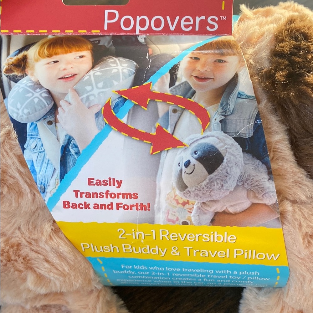 2-in-1 Reversible Plush Buddy & Travel Pillow - Gray